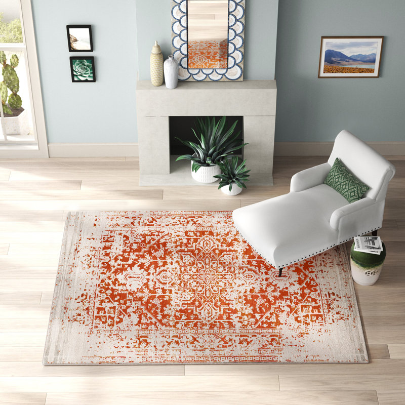 Mistana™ Hillsby Oriental Orange/Beige Area Rug & Reviews Wayfair
